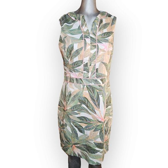 Brooks Brothers Green Tropical Floral Shift Dress 10 - Picture 6 of 11